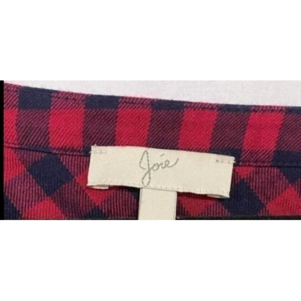 Joie Red Gingham Plaid Popover Top - Picture 6 of 7